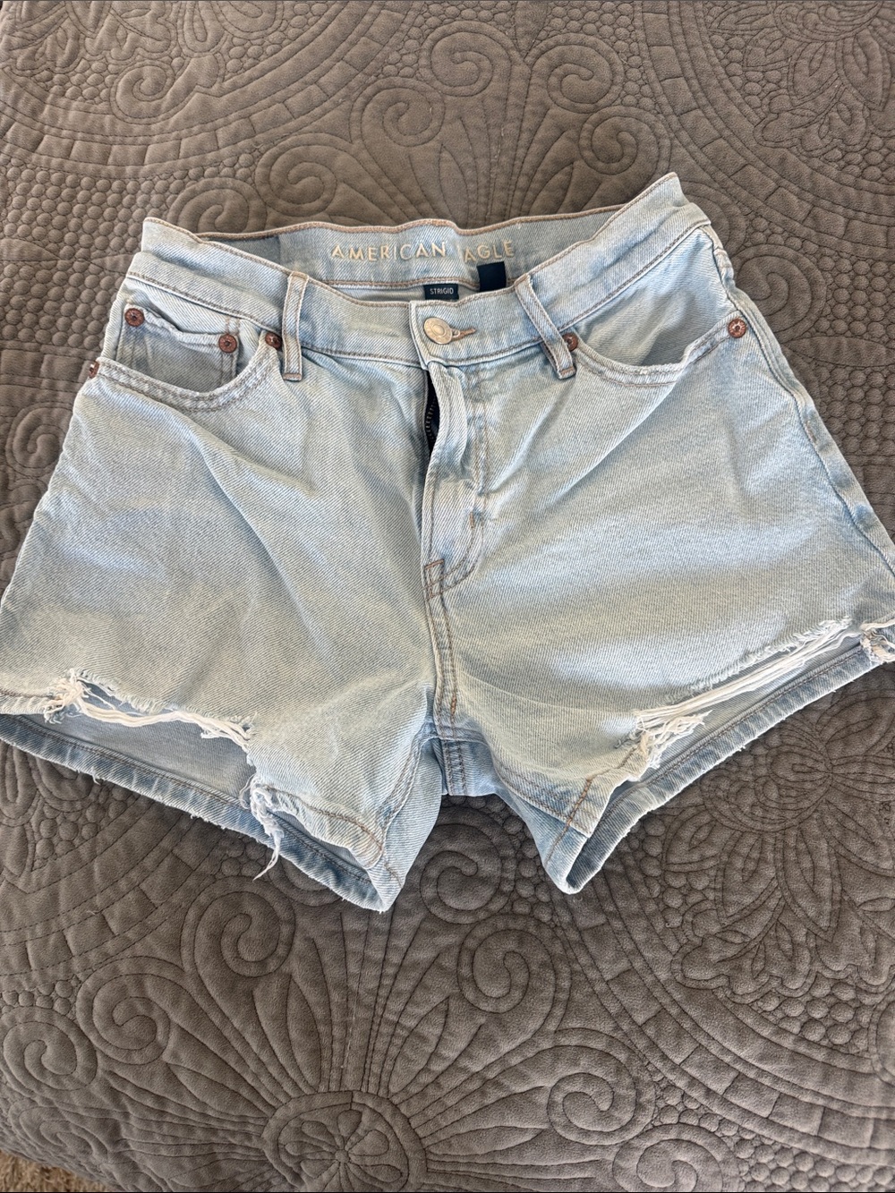 American Eagle Outfitters Light Blue Distressed Jean Shorts
